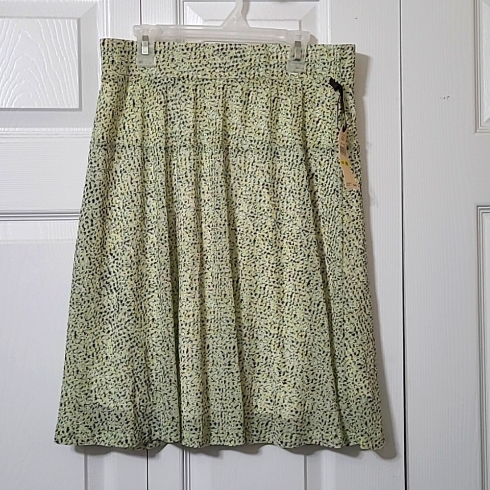 Yellow & Green Patterned Skirt, Size Medium Petite, Fully Lined, New with Tags